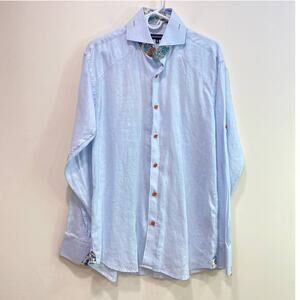 Light Blue GOOSSE Men 100%Linen Shirt XL